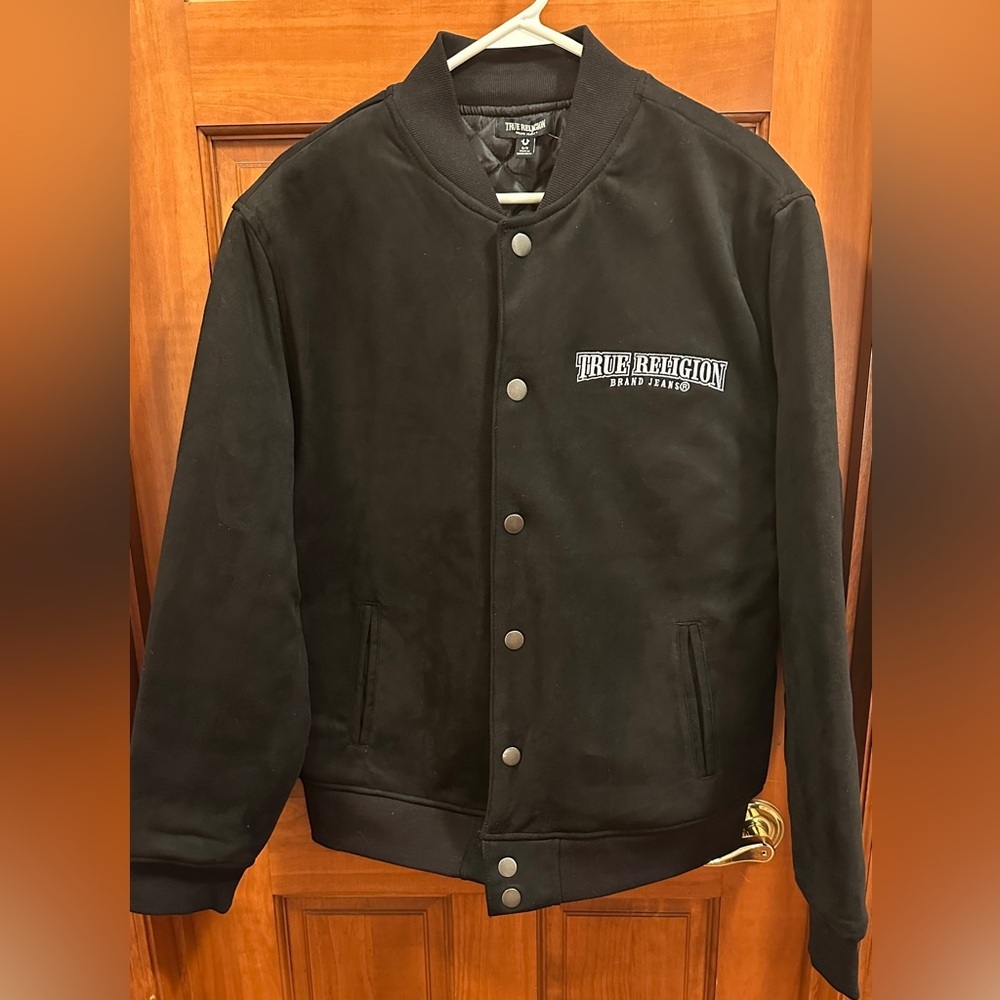 True Religion men’s NWOT suede black bomber jacket. Size small - Picture 5 of 6